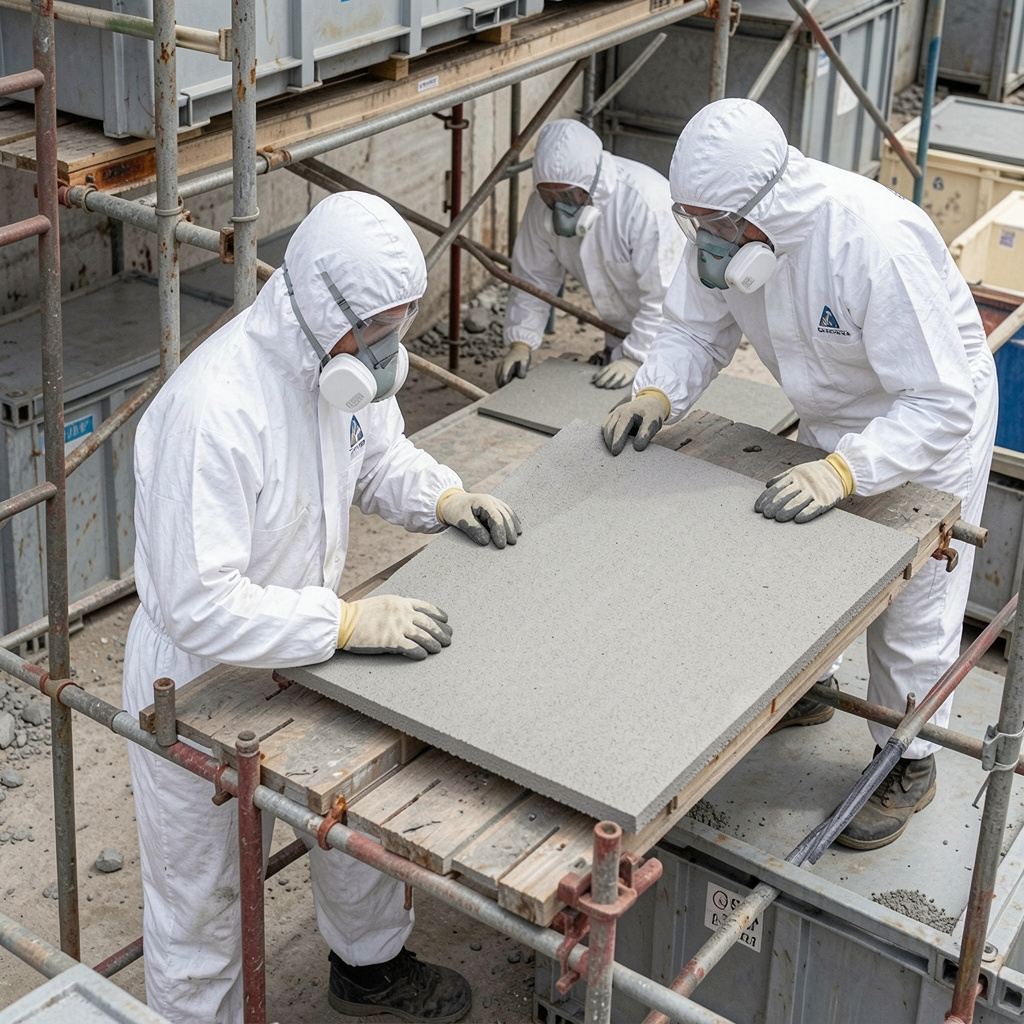 Equipo Cosyval obra bajantes amianto Valencia